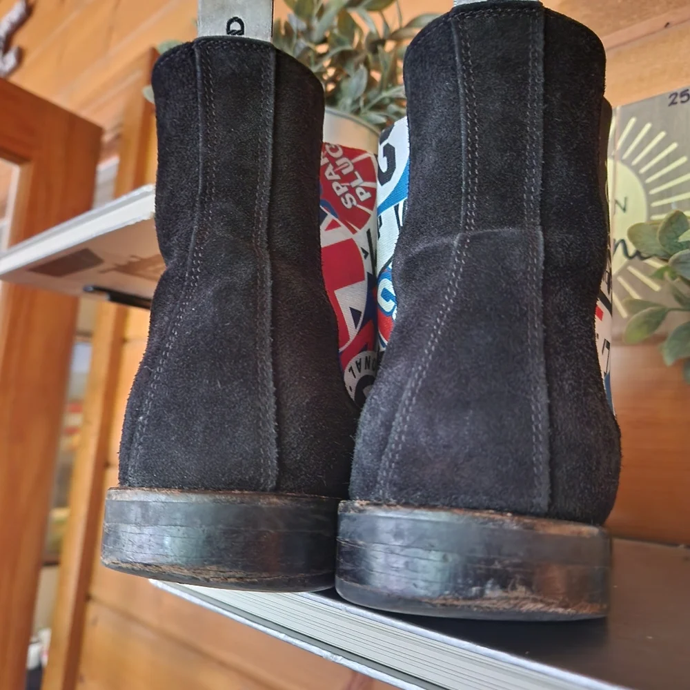 DUKE + DEXTER Woolf Handmade Black Suede Leather Chelsea Boot Racing Sport Sz 11